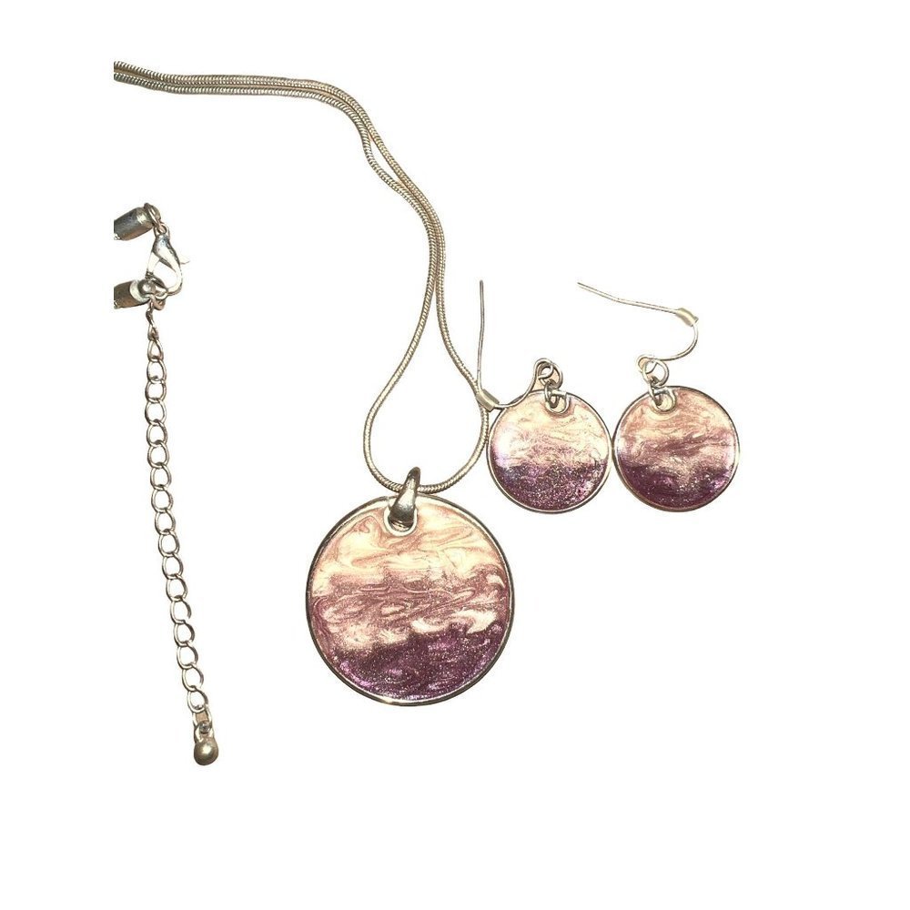 KC Designs Brown Marble & Silver Jewelry Set